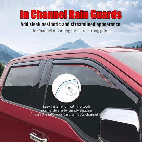 IKON MOTORSPORTS in Channel Window Visors Compatible with 2015-2025 Ford F-150 2017-2025 F250/F350/F450 Superduty Crew Cab, Slim Style Acrylic Smoke Rain Guards, Side Window Wind Deflectors 4PCS in Saudi Arabia