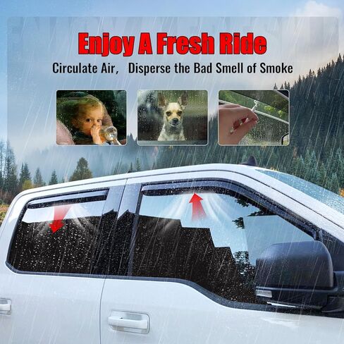 IKON MOTORSPORTS in Channel Window Visors Compatible with 2015-2025 Ford F-150 2017-2025 F250/F350/F450 Superduty Crew Cab, Slim Style Acrylic Smoke Rain Guards, Side Window Wind Deflectors 4PCS in Saudi Arabia