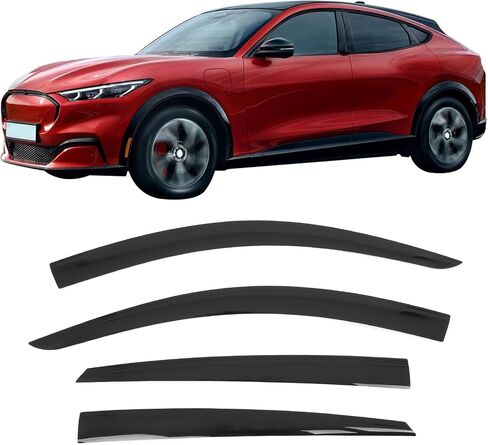 IKON MOTORSPORTS Tape on Low Profile Window Visors, Compatible with 2021-2024 Ford Mustang Mach-E, Acrylic Smoke/Tinted Rain Guards, Side Window Wind Deflectors 4PCS in Saudi Arabia