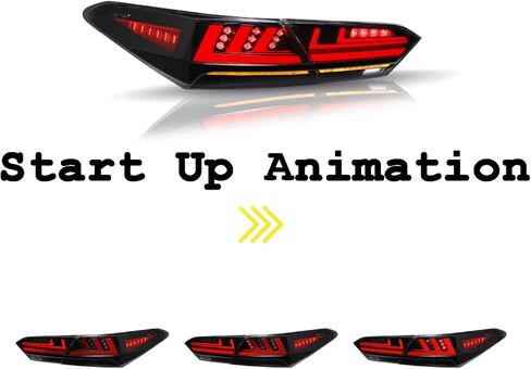 أوقات عهد البرج LED LED لتويوتا كامري 2018 2019 2020 2021 2022 2023 تشغيل المصابيح الخلفية مجموعة إشارة الفرامل DRL (أسود) (أسود) in Kuwait