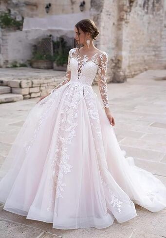 Women's Long Sleeve Wedding Dresses for Bride 2025 Lace Appliques Petite Plus Size Bridal Gowns in Saudi Arabia