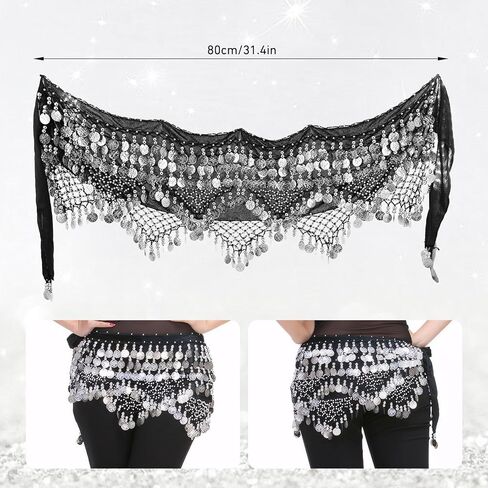 وشاح الورك الرقص في البطن ، ملابس راقصة بطن مع 320pcs العملات المعدنية - لرقص البطن ، اليوغا ، والتدريب على الرقص in Kuwait