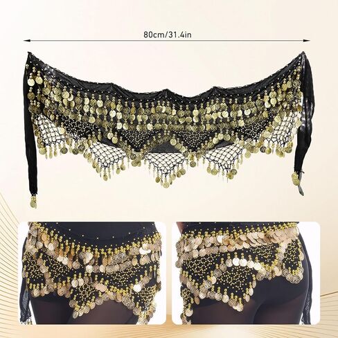 وشاح الورك الرقص في البطن ، ملابس راقصة بطن مع 320pcs العملات المعدنية - لرقص البطن ، اليوغا ، والتدريب على الرقص in Kuwait