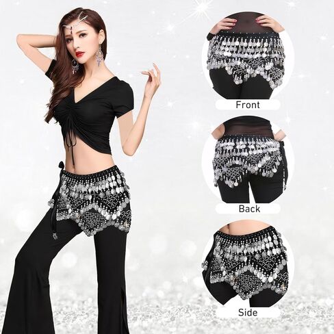 وشاح الورك الرقص في البطن ، ملابس راقصة بطن مع 320pcs العملات المعدنية - لرقص البطن ، اليوغا ، والتدريب على الرقص in Kuwait