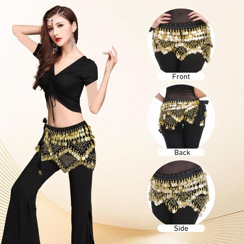 وشاح الورك الرقص في البطن ، ملابس راقصة بطن مع 320pcs العملات المعدنية - لرقص البطن ، اليوغا ، والتدريب على الرقص in Kuwait