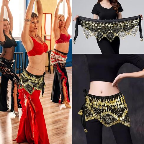 وشاح الورك الرقص في البطن ، ملابس راقصة بطن مع 320pcs العملات المعدنية - لرقص البطن ، اليوغا ، والتدريب على الرقص in Kuwait