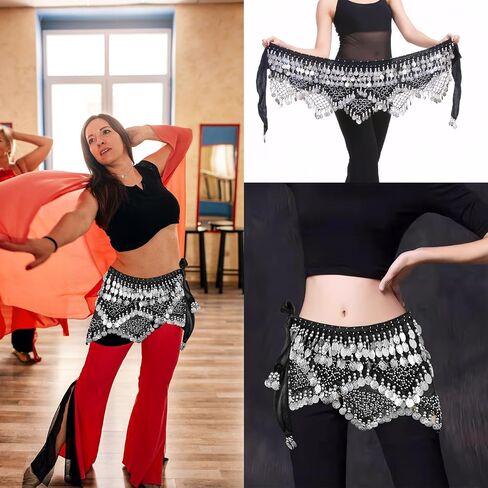 وشاح الورك الرقص في البطن ، ملابس راقصة بطن مع 320pcs العملات المعدنية - لرقص البطن ، اليوغا ، والتدريب على الرقص in Kuwait