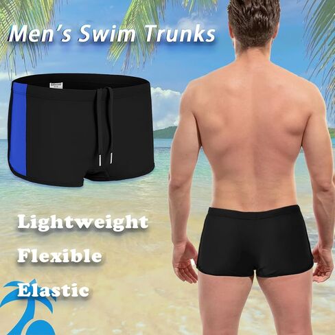 Men's Swim Trunks Low Rise Bulge Pouch Boxer Briefs Sexy Bathing Suit Swimwear Square Leg Swimsuit in Kuwait