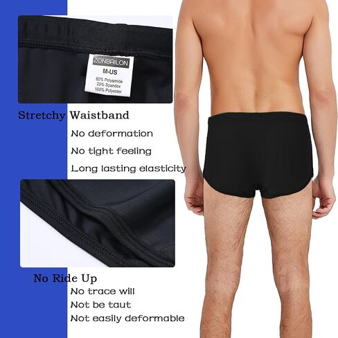 Men's Swim Trunks Low Rise Bulge Pouch Boxer Briefs Sexy Bathing Suit Swimwear Square Leg Swimsuit in Kuwait