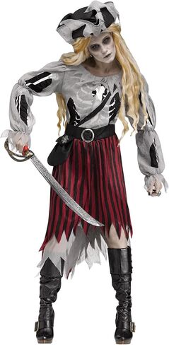 Fun World womens Zombie Pirate Queen Adult Costume in Saudi Arabia
