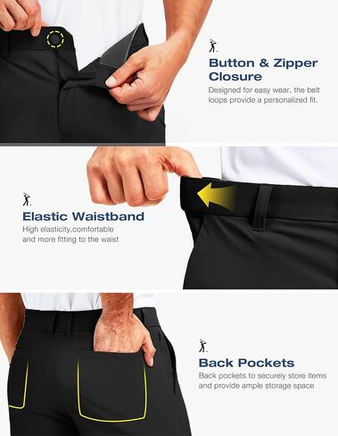 شورتات غولف بولي للرجال 9 بوصة مقاومة للمياه مع 5 جيوب للسفر المشي لمسافات طويلة الأعمال غير الرسمية in Kuwait