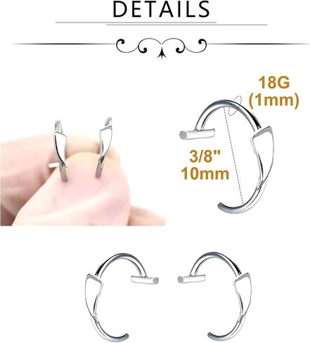 MODRSA Silver Fake Lip Piercing Fake Lip Ring Cuffs Clip on Faux Snake Bites Hoops non Piercings Jewelry Silver Black for Halloween Jewelry Spike Clip Double Hoop in Saudi Arabia