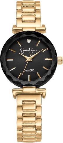 Jessica Simpson Diamond Collection Women's Watch, Classic Quartz, Metal Band, Round Faceted Crystal Face, Elegant Dress Watch for Women in Kuwait