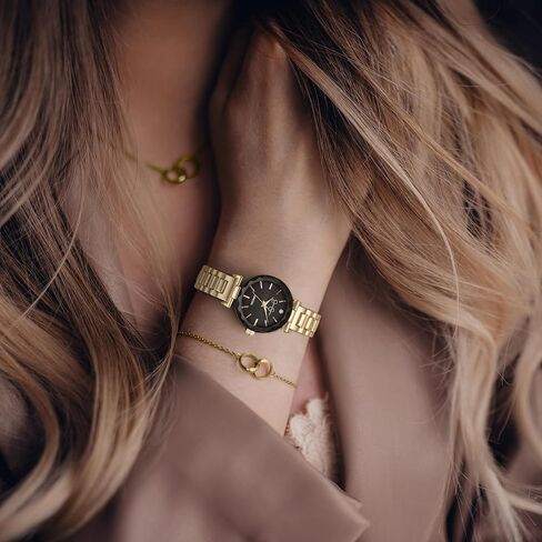 Jessica Simpson Diamond Collection Women's Watch, Classic Quartz, Metal Band, Round Faceted Crystal Face, Elegant Dress Watch for Women in Kuwait