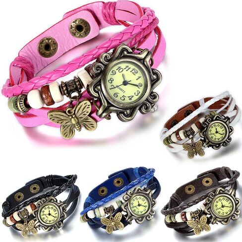 Lancardo Women's Lofered Leather Straps Butterfly Charm Bracelet Bangle Watches Quartz Business Disual Wrist Watch Watch Friendsary Anniversary in Saudi Arabia