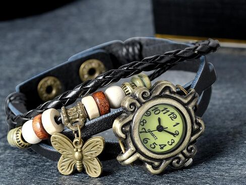 Lancardo Women's Lofered Leather Straps Butterfly Charm Bracelet Bangle Watches Quartz Business Disual Wrist Watch Watch Friendsary Anniversary in Saudi Arabia