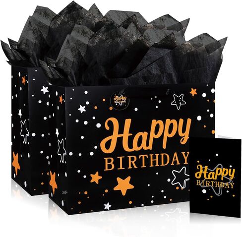 Mstar Packing 3 PCS 13" Large Happy Birthday Gift Bag with Tissue Paper, Greeting Card and Handles for Girls Kids Women Birthday Party (Colourful Balloon, Mermaid and Colorful Stripes) in Saudi Arabia