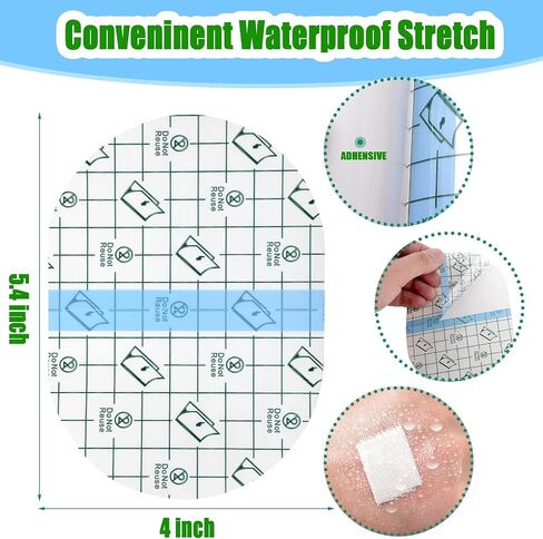 Nuanchu 50 Pcs Transparent Film Dressing Waterproof Wound Bandage Adhesive Patches Aftercare Waterproof Bandages Post Surgical, Second Skin Cover up, Wound Seal, Swimming(3.9 x 5.4 Inch) in Saudi Arabia