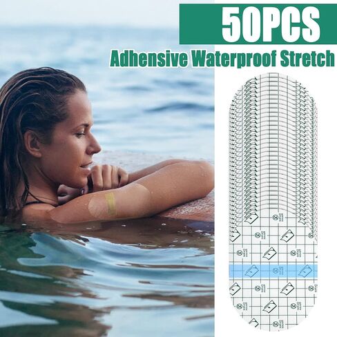 Nuanchu 50 Pcs Transparent Film Dressing Waterproof Wound Bandage Adhesive Patches Aftercare Waterproof Bandages Post Surgical, Second Skin Cover up, Wound Seal, Swimming(3.9 x 5.4 Inch) in Saudi Arabia