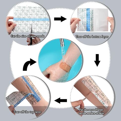 Nuanchu 50 Pcs Transparent Film Dressing Waterproof Wound Bandage Adhesive Patches Aftercare Waterproof Bandages Post Surgical, Second Skin Cover up, Wound Seal, Swimming(3.9 x 5.4 Inch) in Saudi Arabia