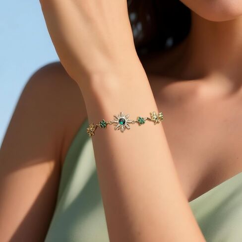 Gold Silver Sun Colorful Flower link Bracelet for Woman, Adjustable CZ Rhinestone Star Box Chain Bracelets Prom Jewelry Accessories Gifts in Saudi Arabia