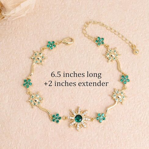 Gold Silver Sun Colorful Flower link Bracelet for Woman, Adjustable CZ Rhinestone Star Box Chain Bracelets Prom Jewelry Accessories Gifts in Saudi Arabia