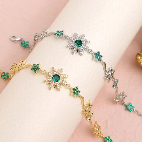 Gold Silver Sun Colorful Flower link Bracelet for Woman, Adjustable CZ Rhinestone Star Box Chain Bracelets Prom Jewelry Accessories Gifts in Saudi Arabia