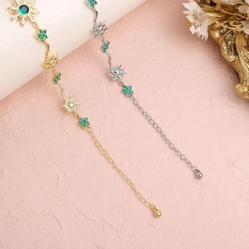Gold Silver Sun Colorful Flower link Bracelet for Woman, Adjustable CZ Rhinestone Star Box Chain Bracelets Prom Jewelry Accessories Gifts in Saudi Arabia