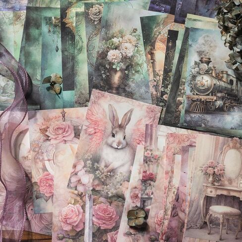 Alideco 180pcs Vintage Scrapbook PaperThe Garden and the Maiden Scrapbooking Paper for Journaling Supplies, Decorative Craft Paper for Junk Journals(huayuanyushaonv) in Saudi Arabia