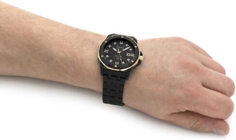 Bulova Marine Star Diamond Accent and Black Ion-Plated Bracelet Watch | 44mm | 98D176 in Saudi Arabia