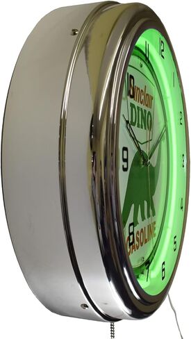 Sinclair Dino Gasoline Motor Oil Sign Neon Garage Clock (16" Green) in Saudi Arabia