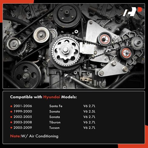 A-Premium Engine Serpentine Belt Drive Kit Compatible with Hyundai Sonata 1999-2000 2002-2005, Santa Fe 2001-2006, Tucson 2005-2009, Tiburon 2003-2008 - 2.5L 2.7L in Saudi Arabia