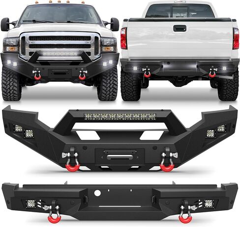 F250 Front & Rear Bumper Full Width for 1992-1997 Ford F250/F350 Pickup, w/Winch Plate, LED Lights and D-rings in Kuwait