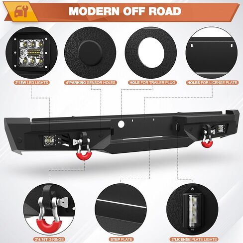 F250 Front & Rear Bumper Full Width for 1992-1997 Ford F250/F350 Pickup, w/Winch Plate, LED Lights and D-rings in Kuwait