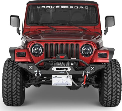 U-Box Wrangler الأمامي المصد W/Winch لوحة لجيب Wrangler YJ TJ 1987-2006 Rock Crawler Steel Pumper W/LED LIGHT & D RINGS in Saudi Arabia