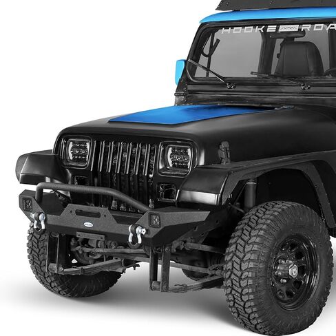 U-Box Wrangler الأمامي المصد W/Winch لوحة لجيب Wrangler YJ TJ 1987-2006 Rock Crawler Steel Pumper W/LED LIGHT & D RINGS in Saudi Arabia