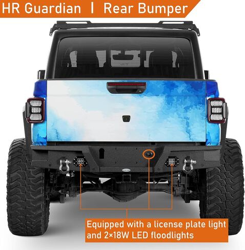 Hoke Road Gladiator JT المصد الخلفي مع ثقوب المستشعر والحلقات D لـ Jeep Gladiator JT 2020 2021 2022 2023 2024 2025 المصد الأسود الأسود in Saudi Arabia