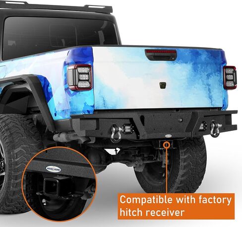 Hoke Road Gladiator JT المصد الخلفي مع ثقوب المستشعر والحلقات D لـ Jeep Gladiator JT 2020 2021 2022 2023 2024 2025 المصد الأسود الأسود in Saudi Arabia
