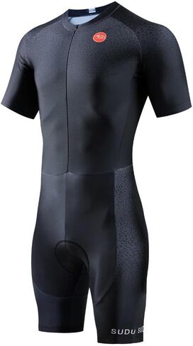 Men's Cycling Jersey Set Short Sleeve Skinsuit One Piece Bike Shirts Triathlon Trisuit Bicycle Shorts with Gel Padded in Saudi Arabia