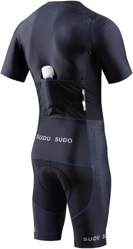 Men's Cycling Jersey Set Short Sleeve Skinsuit One Piece Bike Shirts Triathlon Trisuit Bicycle Shorts with Gel Padded in Saudi Arabia