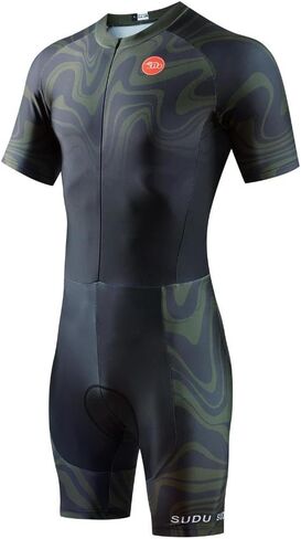 Men's Cycling Jersey Set Short Sleeve Skinsuit One Piece Bike Shirts Triathlon Trisuit Bicycle Shorts with Gel Padded in Saudi Arabia