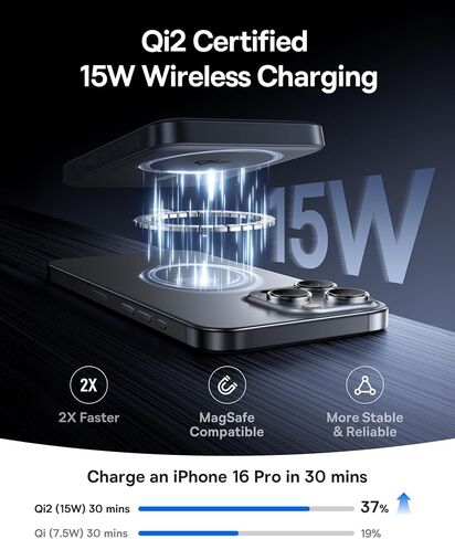Baseus for MagSafe Portable Charger, Qi2 Certified 15W Wireless Magnetic Power Bank 10000mAh with USB-C Cable 22.5W PD Charging, Battery Pack Compatible with iPhone 17/16/15/14/13 Pro/Pro Max Series in Kuwait