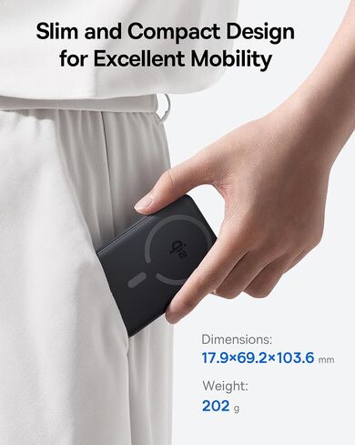 Baseus for MagSafe Portable Charger, Qi2 Certified 15W Wireless Magnetic Power Bank 10000mAh with USB-C Cable 22.5W PD Charging, Battery Pack Compatible with iPhone 17/16/15/14/13 Pro/Pro Max Series in Kuwait