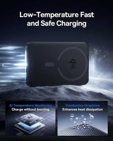 Baseus for MagSafe Portable Charger, Qi2 Certified 15W Wireless Magnetic Power Bank 10000mAh with USB-C Cable 22.5W PD Charging, Battery Pack Compatible with iPhone 17/16/15/14/13 Pro/Pro Max Series in Kuwait