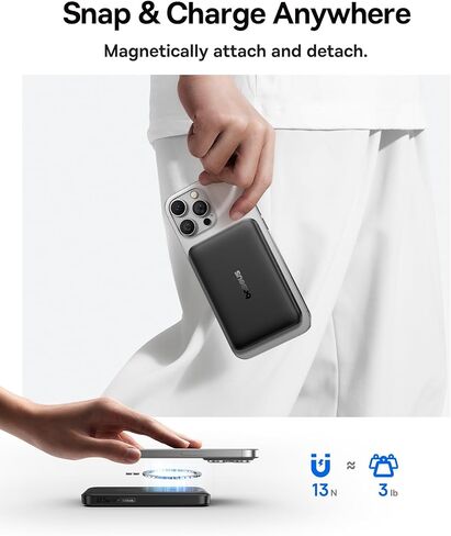 Baseus for MagSafe Portable Charger, Qi2 Certified 15W Wireless Magnetic Power Bank 10000mAh with USB-C Cable 22.5W PD Charging, Battery Pack Compatible with iPhone 17/16/15/14/13 Pro/Pro Max Series in Kuwait