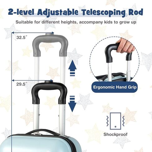 Goplus 2pc أمتعة للأطفال ، و 12 "و 16" يحمل الأطفال على الأمتعة مع 4 عجلات الدوران ، وحقيبة سبينر خفيفة الوزن للأطفال الصغار والبنات in Kuwait