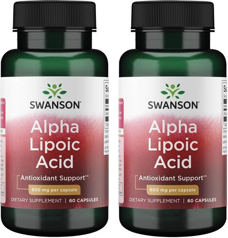 حمض Swanson Alpha Lipoic - المكمل الطبيعي الذي يدعم مستويات ضغط الدم الصحي بالفعل داخل المعدل الطبيعي - يعزز استقلاب الكربوهيدرات - (60 كبسولة ، 600 ملغ لكل منهما) (2 عبوة) in Kuwait