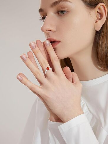 Oval Blue Sandstone/Carnelian/Rose Quartz Ring 925 Sterling Silver Healing Crystal Jewelry for Women (with Gift Box) in Saudi Arabia