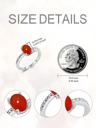 Oval Blue Sandstone/Carnelian/Rose Quartz Ring 925 Sterling Silver Healing Crystal Jewelry for Women (with Gift Box) in Saudi Arabia