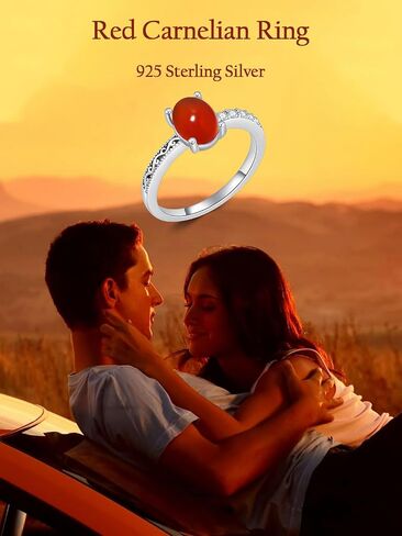 Oval Blue Sandstone/Carnelian/Rose Quartz Ring 925 Sterling Silver Healing Crystal Jewelry for Women (with Gift Box) in Saudi Arabia
